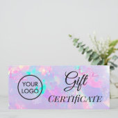 paars cadeaucertificaat voor optioneel logo (Staand voorkant)