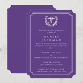 Paars Caduceus+Laurel Medical School Afstuderen Kaart (Voorkant / Achterkant)