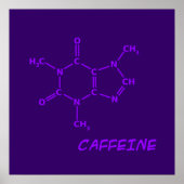 Paars Caffeine Molecule Poster (Voorkant)