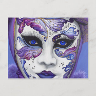 Paars carnavalmasker door PSOVART Briefkaart