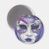 Paars carnavalmasker door PSOVART Magneet (Voorkant / Achterkant)