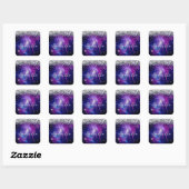 Paars Celestial Sparkly Silver Glitter Monogram Vierkante Sticker (Vel)