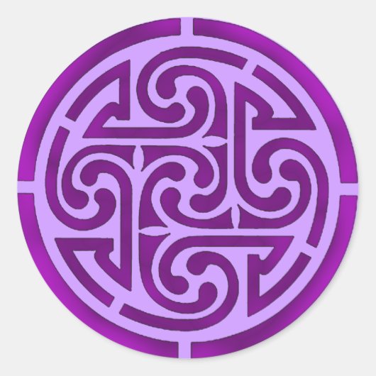 Paars Celtic Knot Design Ronde Sticker (Voorkant)