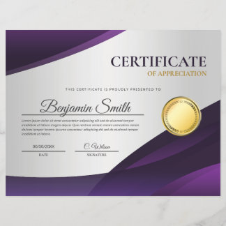 Paars Certificaat van Waardering Award Flyer