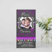 Paars Chalkboard Merry-kerstkaart Feestdagenkaart (Staand voorkant)