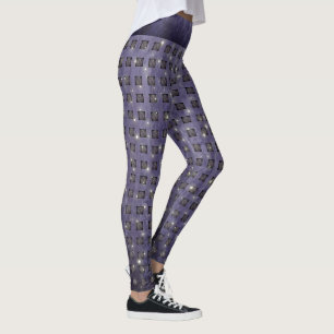 Paars Check Patroon met sterren Leggings