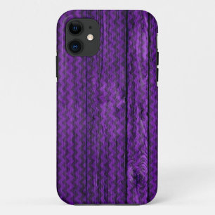 Paars Chevron Pattern Wooden iPhone 11 Hoesje