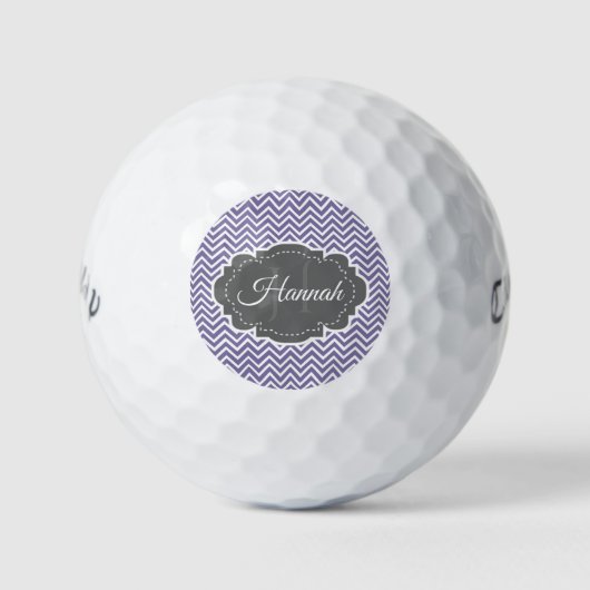 Paars Chevron Personaliseerd Golfballen (Voorkant)