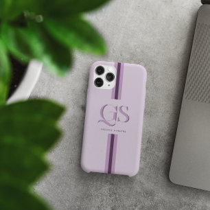 Paars Chic Strepen Monogram iPhone 15 Pro Max Hoesje