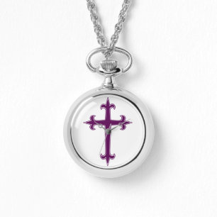 Paars Christelijk kruis Horloge
