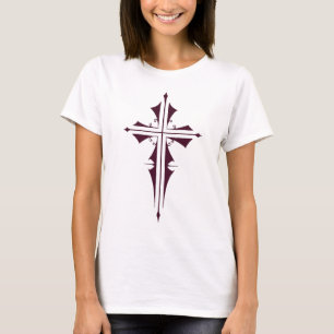 Paars Christelijk kruis T-shirt