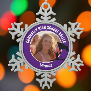 Paars Color Guard Foto Hoge School Danser Tin Sneeuwvlok Ornament