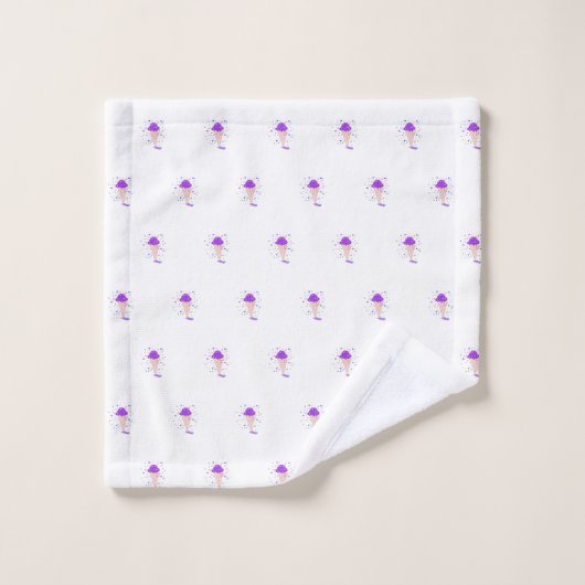 Paars Confetti Ice Cream Cone Patroon Bad Handdoek (Wasdoekje)
