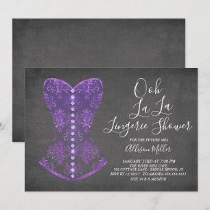 Paars corset Lingerie Bridal Shower Kaart