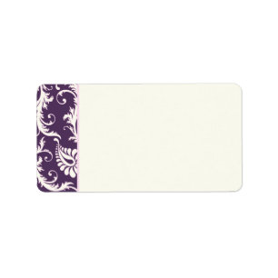 Paars, crème, roze Damask-adreslabel - leeg Etiket