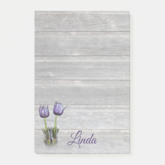 Paars Crocus Weathered Wood Gepersonaliseerd Post-it® Notes