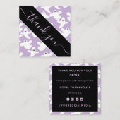 Paars Cute Spooky Ghost Pattern Hartelijk dank Vierkante Visitekaartje (Voorkant / Achterkant)