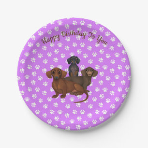 Paars Dachshund Party Borden Papieren Bordje