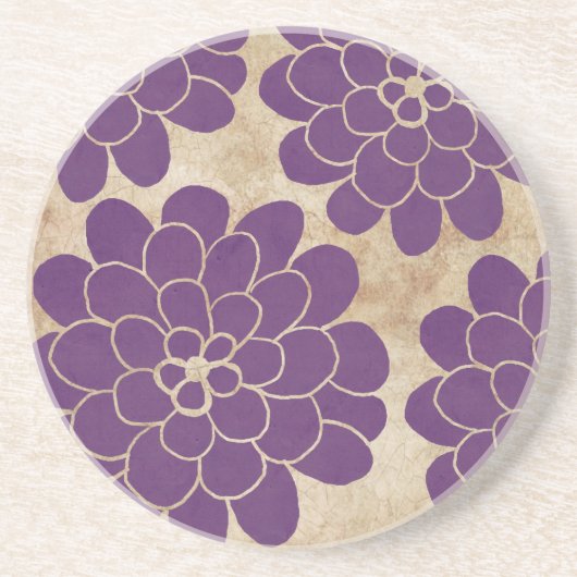 Paars Dahlia Floral Wedding Zandsteen Onderzetter (Voorkant)