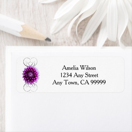 Paars Dahlia Return Address Label (Insitu)