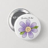 Paars Daisy Cartoon grootmoeder Button (Voorkant /achterkant)