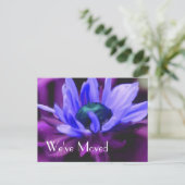 Paars Daisy Flower New Address Aankondigingskaart (Staand voorkant)