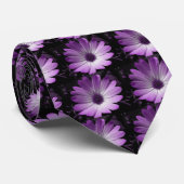 Paars Daisy Flower Stropdas (Opgerold)