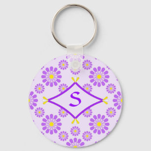 Paars Daisy Monogram Sleutelhanger
