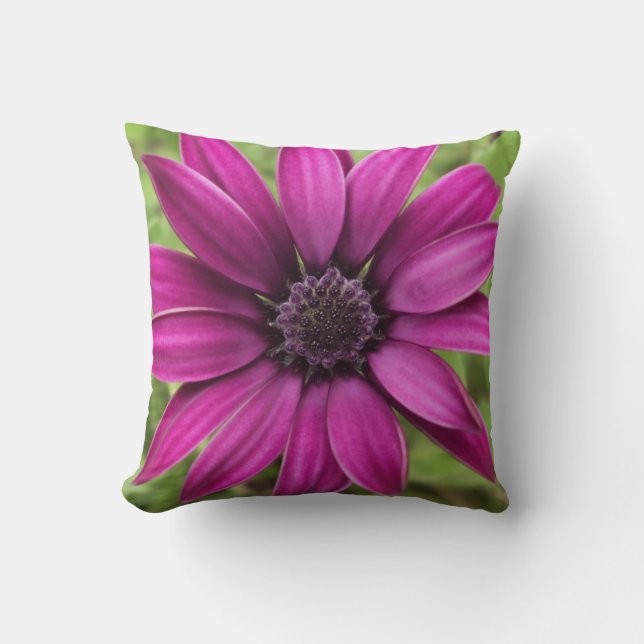 Paars Daisy Polyester Kussen (Voorkant)