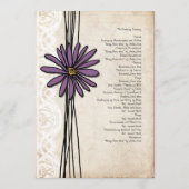 Paars Daisy Wedding Programme Programma (Achterkant)