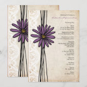 Paars Daisy Wedding Programme Programma (Voorkant / Achterkant)