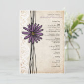 Paars Daisy Wedding Programme Programma (Staand voorkant)