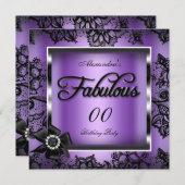 Paars Damask Black Lace Pearl Kaart (Voorkant / Achterkant)