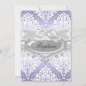  Paars Damask Bow Baptism Uitnodiging (Voorkant)