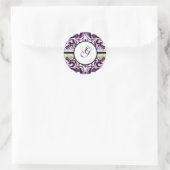 Paars Damask Initiaal Sticker Letter G Wedding (Tas)