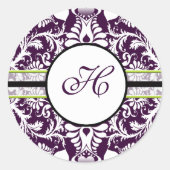 Paars Damask Initiaal Sticker Letter H Wedding (Voorkant)