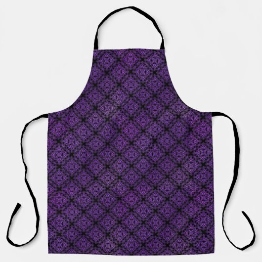 Paars Damask Medallion Pattern Schort (Voorkant)