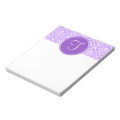 Paars Damask Monogram Notitieblok (Gedraaid)