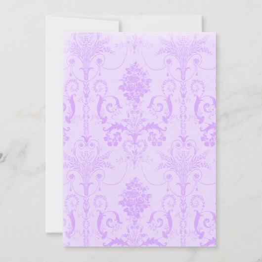 Paars Damask Wedding Rehearsal Kaart (Achterkant)