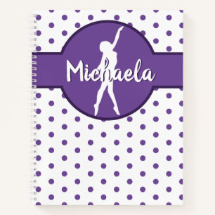 Paars Dance Ballerina Gymnastiek Naam Polka Dot Notitieboek