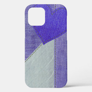 Paars Denim Heart iPhone 12 Hoesje