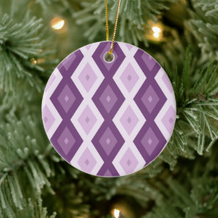 Paars diamantpatroon keramisch ornament