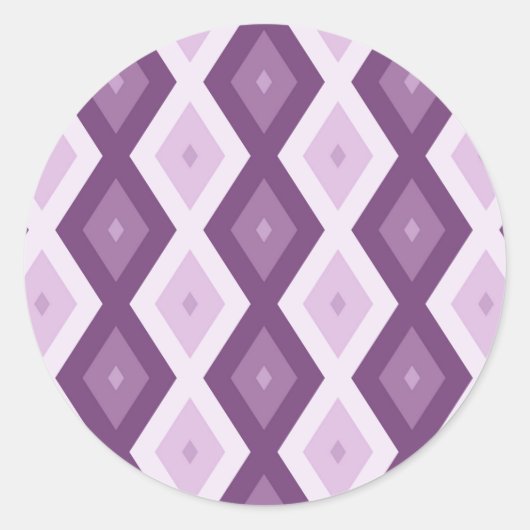 Paars diamantpatroon ronde sticker (Voorkant)