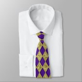 Paars Diamond Gold-sequins Pattern Mardi Gras Stro Stropdas (Gebonden)