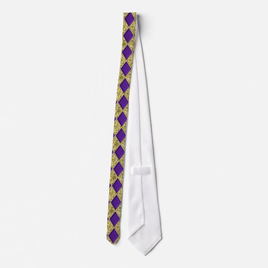 Paars Diamond Gold-sequins Pattern Mardi Gras Stro Stropdas (Achterkant)