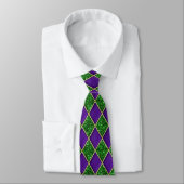 Paars Diamond Green Sequin Pattern Mardi Gras Stro Stropdas (Gebonden)
