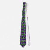 Paars Diamond Green Sequin Pattern Mardi Gras Stro Stropdas (Voorkant)