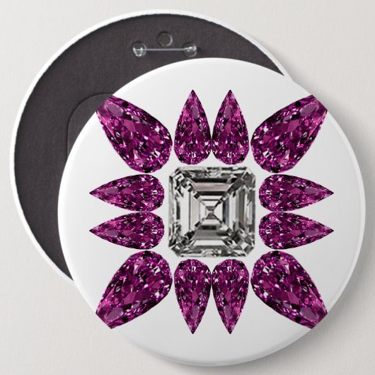 Paars Diamond Ronde Button 6,0 Cm (Voorkant /achterkant)