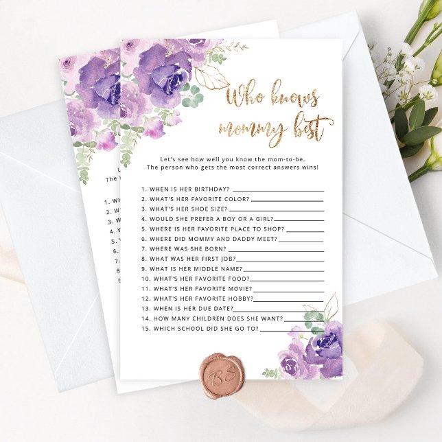 Paars die het beste baby shower-spel kent (Creator heeft geüpload)