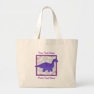 Paars Dino-Tas Grote Tote Bag